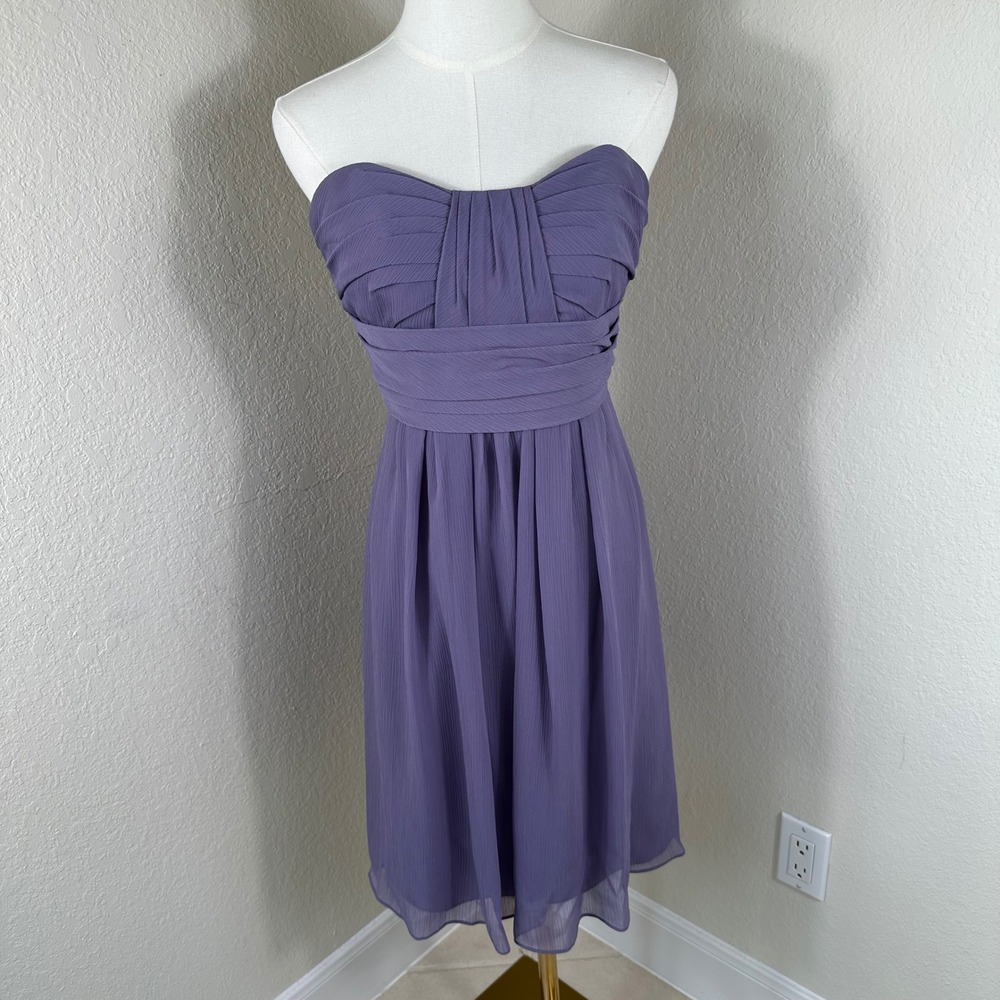 Priscilla of Boston Cocktail Dress Women 4 Purple‎ Strapless Chiffon Aesthetic